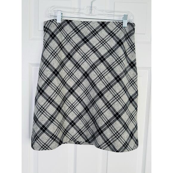 Talbots Grey Blue Skirt Womens Wool Blend Straight Plaid Size 4 - Picture 2 of 6